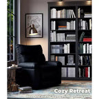 Fauteuil inclinable manuel surdimensionné, grand fauteuil paresseux en cuir PU pour adultes avec rembourrage éponge 1,5X, fonctions de chaleur et de massage - Noir