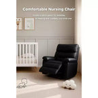 Fauteuil inclinable manuel surdimensionné, grand fauteuil paresseux en cuir PU pour adultes avec rembourrage éponge 1,5X, fonctions de chaleur et de massage - Noir