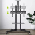 Mobile TV Stand For 32-65 Inch TVs, -15~+15 Tilt TV Cart Holds Up To 110Lbs, Rolling Mobile Floor Movable Monitor Holder W/Laptop Shelf For Home