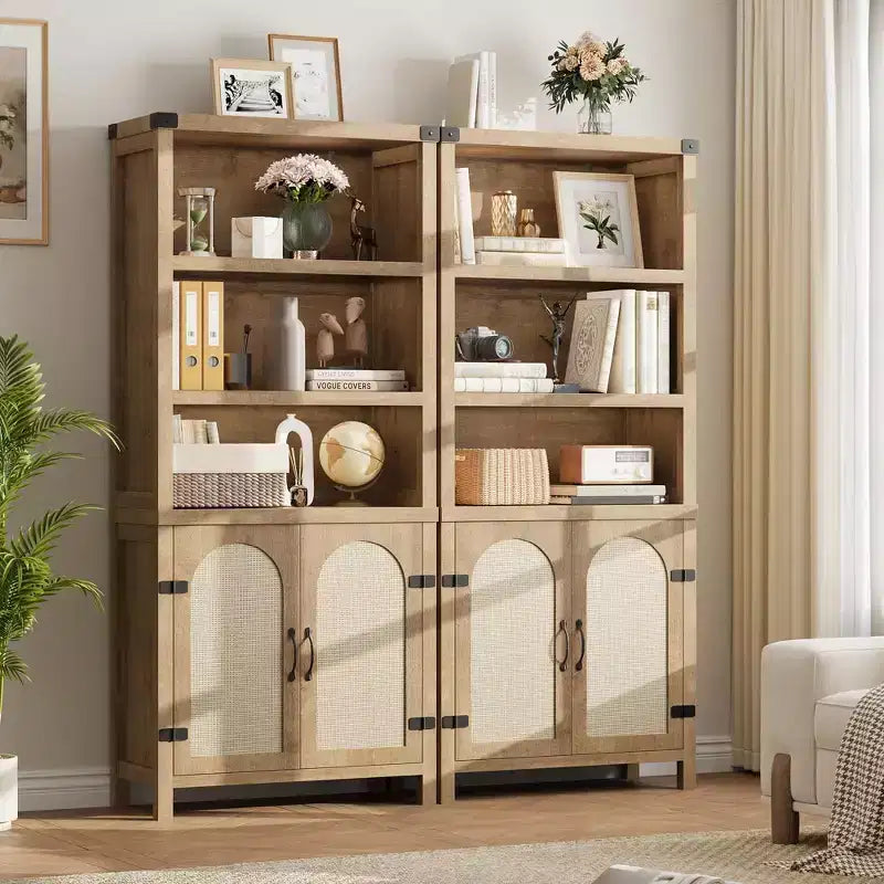 Bibliothèques et étagères rustiques avec portes, bibliothèques en bois à 3 étagères avec armoires, étagères de rangement de 70 cm de haut sur pied pour chambre à coucher