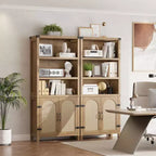 Bibliothèques et étagères rustiques avec portes, bibliothèques en bois à 3 étagères avec armoires, étagères de rangement de 70 cm de haut sur pied pour chambre à coucher