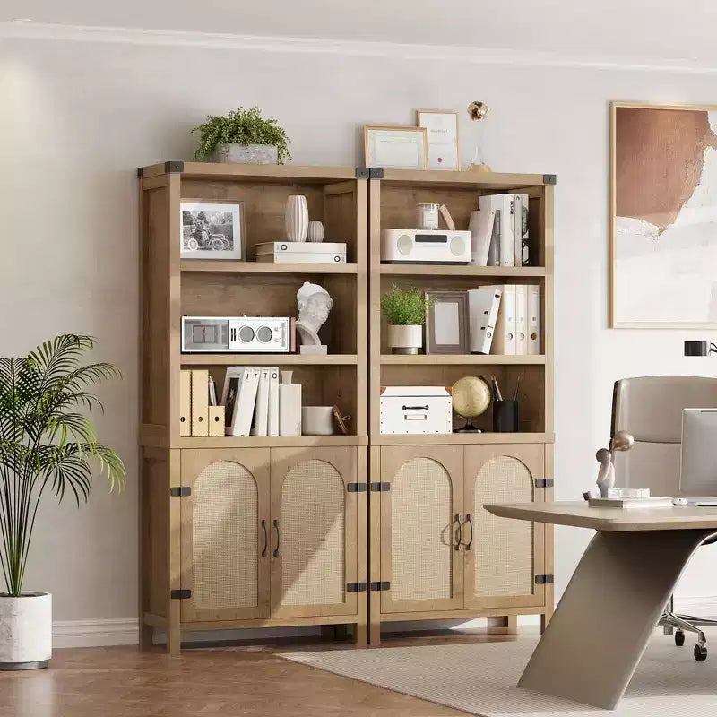 Bibliothèques et étagères rustiques avec portes, bibliothèques en bois à 3 étagères avec armoires, étagères de rangement de 70 cm de haut sur pied pour chambre à coucher