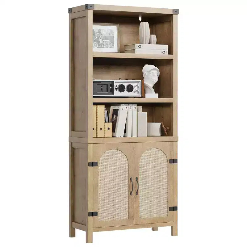 Bibliothèques et étagères rustiques avec portes, bibliothèques en bois à 3 étagères avec armoires, étagères de rangement de 70 cm de haut sur pied pour chambre à coucher