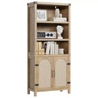 Bibliothèques et étagères rustiques avec portes, bibliothèques en bois à 3 étagères avec armoires, étagères de rangement de 70 cm de haut sur pied pour chambre à coucher