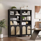 Bibliothèques et étagères rustiques avec portes, bibliothèques en bois à 3 étagères avec armoires, étagères de rangement de 70 cm de haut sur pied pour chambre à coucher