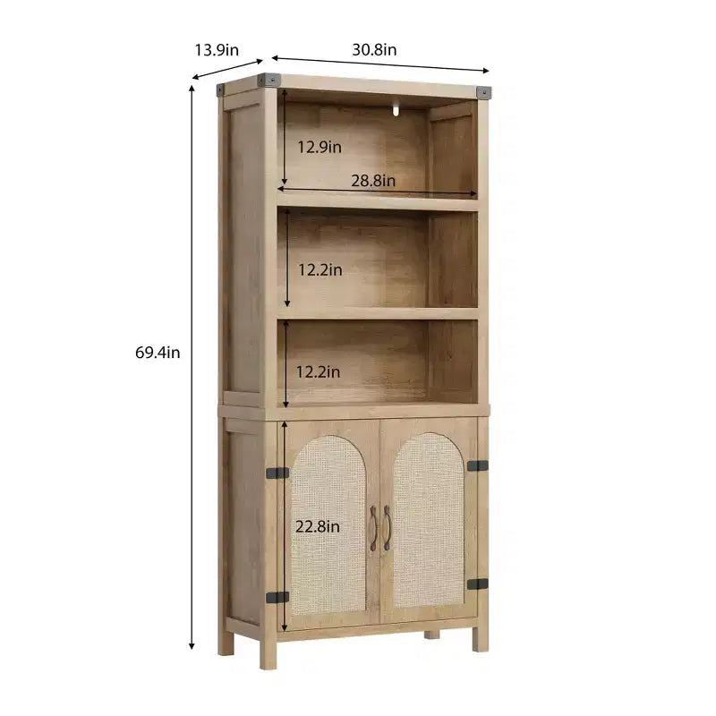 Bibliothèques et étagères rustiques avec portes, bibliothèques en bois à 3 étagères avec armoires, étagères de rangement de 70 cm de haut sur pied pour chambre à coucher