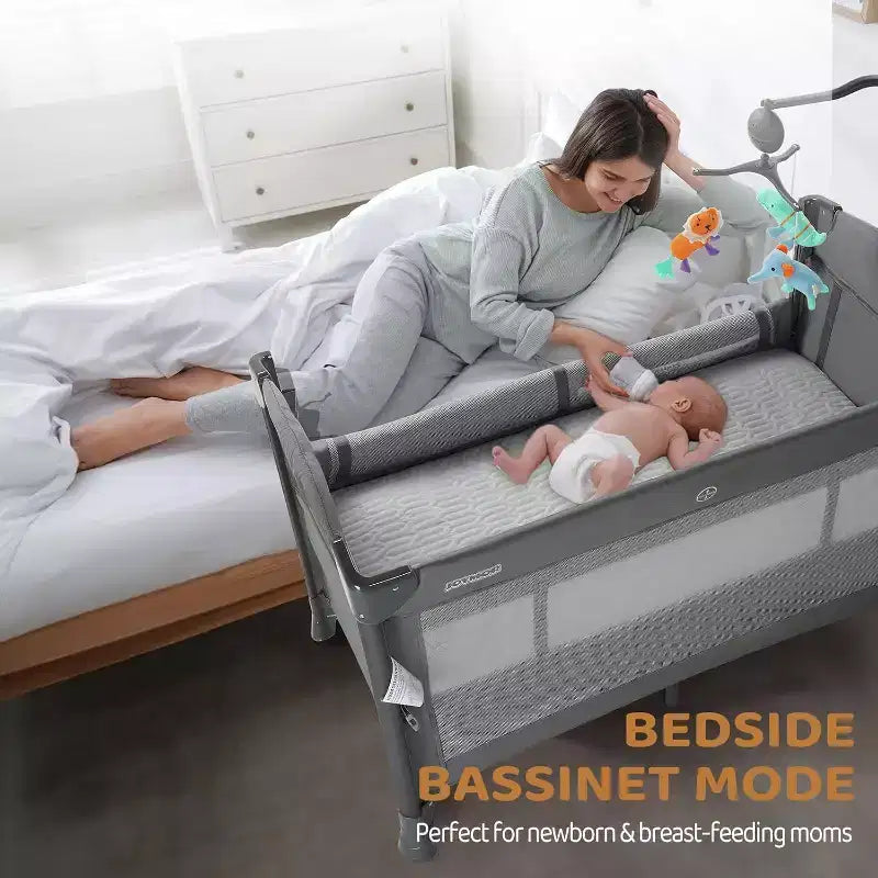 JOYMOR Berceau Cododo Bébé, Berceau Bébé, Parc Bébé Convertible, Lit de Voyage Pliable Rapide avec Roues et Frein