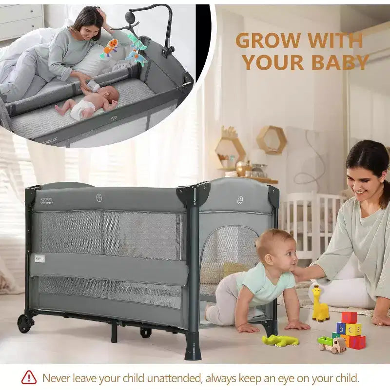 JOYMOR Berceau Cododo Bébé, Berceau Bébé, Parc Bébé Convertible, Lit de Voyage Pliable Rapide avec Roues et Frein