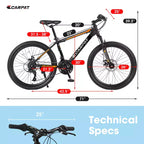 VTT Zeus & Ruta 26 avec 21 vitesses, double suspension, cadre en acier à haute teneur en carbone, pour adultes et adolescents