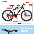 VTT Zeus & Ruta 26 avec 21 vitesses, double suspension, cadre en acier à haute teneur en carbone, pour adultes et adolescents