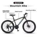 VTT Zeus & Ruta 24 avec 21 vitesses, double frein à disque, cadre en acier durable pour garçons et filles