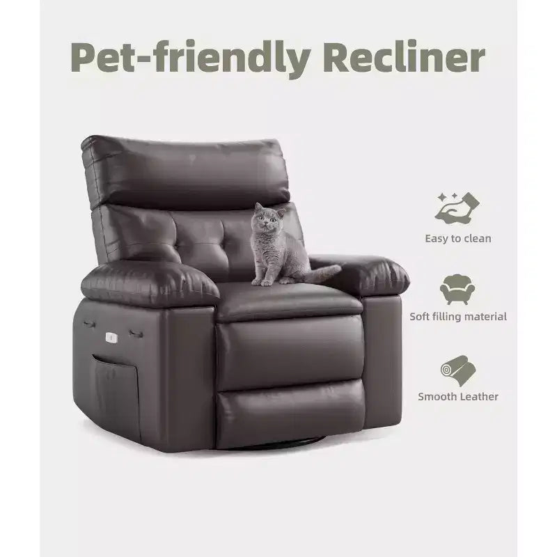 27 fauteuils inclinables surdimensionnés en cuir PU avec rembourrage éponge 1,5X (pour adultes, salon/chambre)