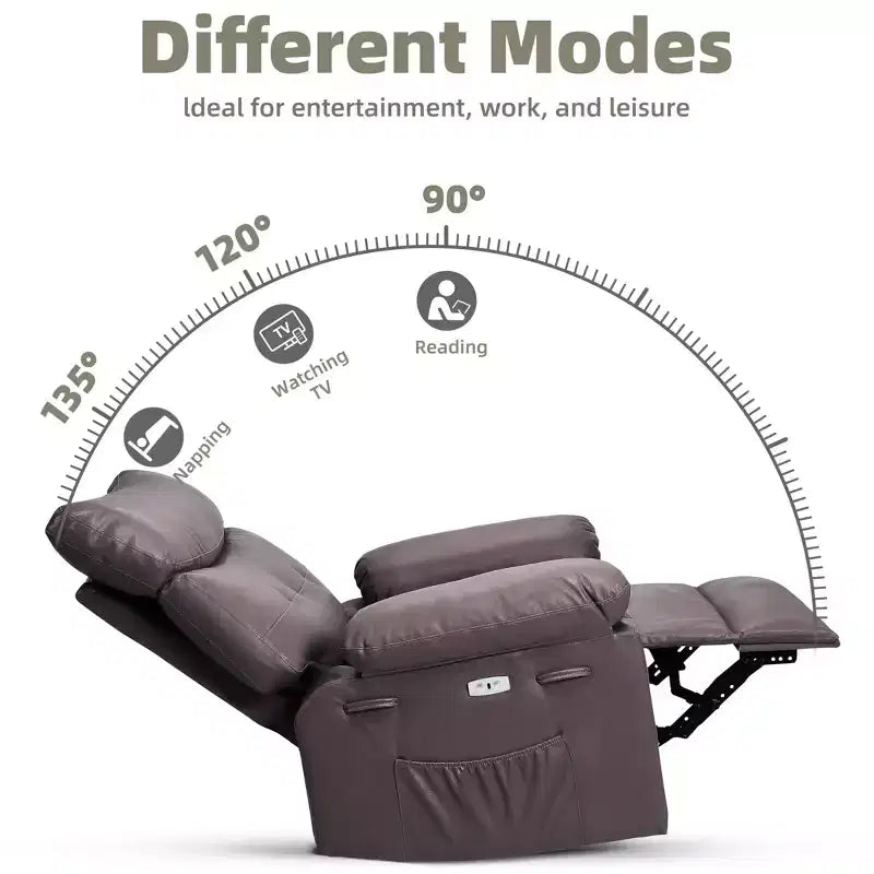 27 fauteuils inclinables surdimensionnés en cuir PU avec rembourrage éponge 1,5X (pour adultes, salon/chambre)