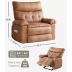 27 fauteuils inclinables surdimensionnés en cuir PU avec rembourrage éponge 1,5X (pour adultes, salon/chambre)