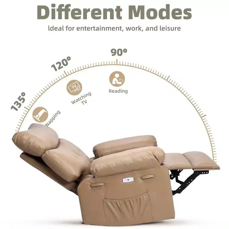 27 fauteuils inclinables surdimensionnés en cuir PU avec rembourrage éponge 1,5X (pour adultes, salon/chambre)