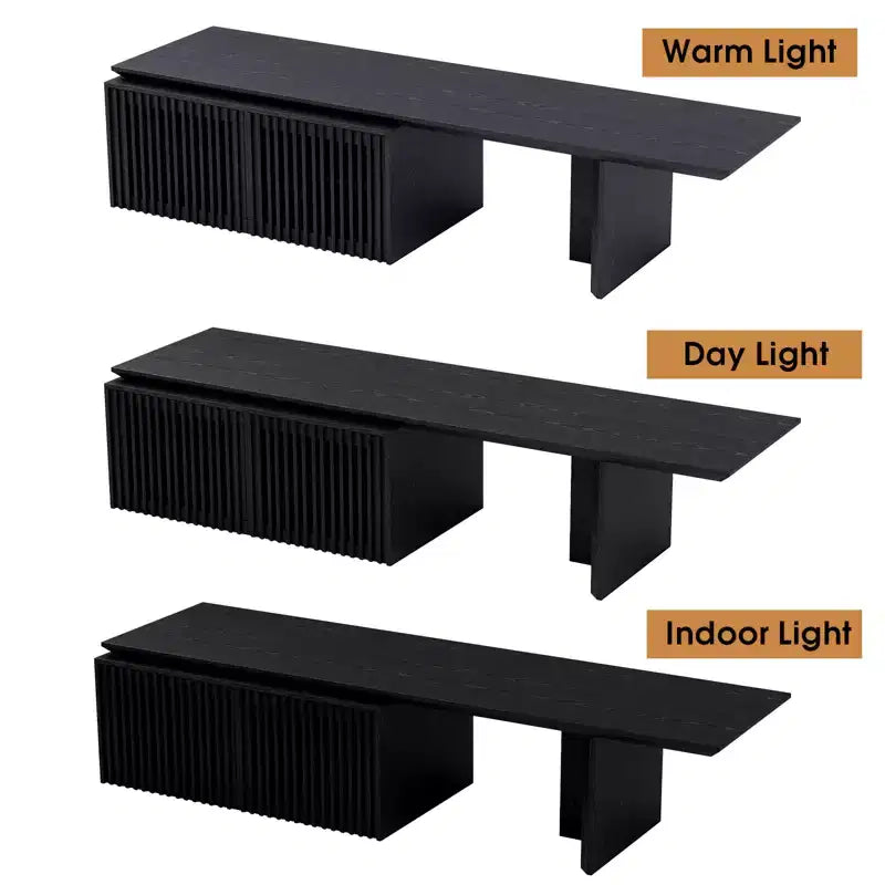 JVNOXK 78.7-110 Meuble TV extensible pour téléviseurs de 55 pouces et plus, meuble TV moderne, centre de divertissement avec rangement