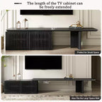 JVNOXK 78.7-110 Meuble TV extensible pour téléviseurs de 55 pouces et plus, meuble TV moderne, centre de divertissement avec rangement