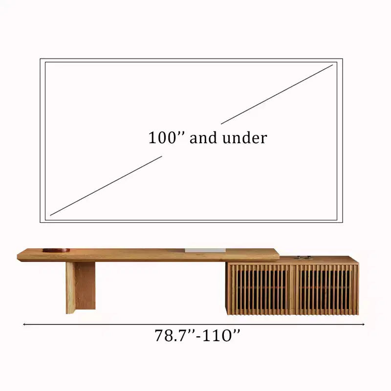 JVNOXK 78.7-110 Meuble TV extensible pour téléviseurs de 55 pouces et plus, meuble TV moderne, centre de divertissement avec rangement