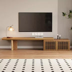 JVNOXK 78.7-110 Meuble TV extensible pour téléviseurs de 55 pouces et plus, meuble TV moderne, centre de divertissement avec rangement