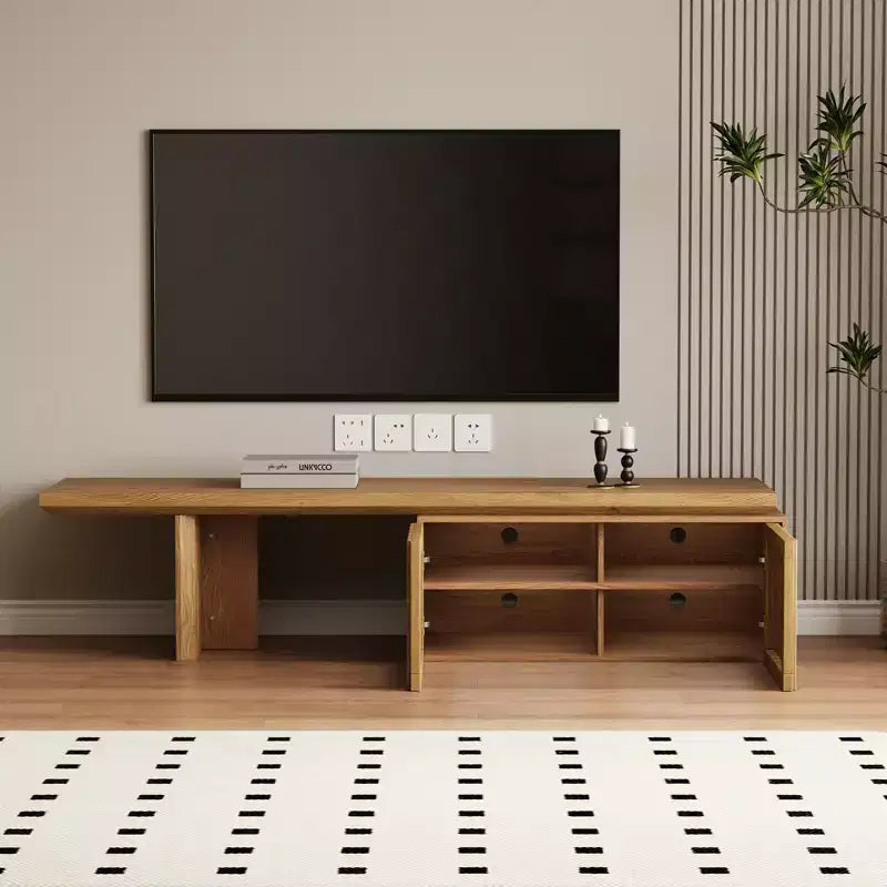 JVNOXK 78.7-110 Meuble TV extensible pour téléviseurs de 55 pouces et plus, meuble TV moderne, centre de divertissement avec rangement