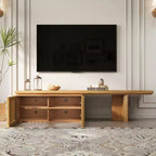 JVNOXK 78.7-110 Meuble TV extensible pour téléviseurs de 55 pouces et plus, meuble TV moderne, centre de divertissement avec rangement