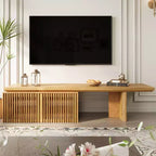 JVNOXK 78.7-110 Meuble TV extensible pour téléviseurs de 55 pouces et plus, meuble TV moderne, centre de divertissement avec rangement