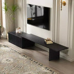 JVNOXK 78.7-110 Meuble TV extensible pour téléviseurs de 55 pouces et plus, meuble TV moderne, centre de divertissement avec rangement