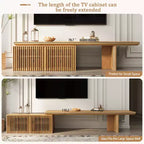 JVNOXK 78.7-110 Meuble TV extensible pour téléviseurs de 55 pouces et plus, meuble TV moderne, centre de divertissement avec rangement
