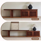 JVNOXK 78.7-110 Meuble TV extensible pour téléviseurs de 55 pouces et plus, meuble TV moderne, centre de divertissement avec rangement
