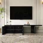 JVNOXK 78.7-110 Meuble TV extensible pour téléviseurs de 55 pouces et plus, meuble TV moderne, centre de divertissement avec rangement