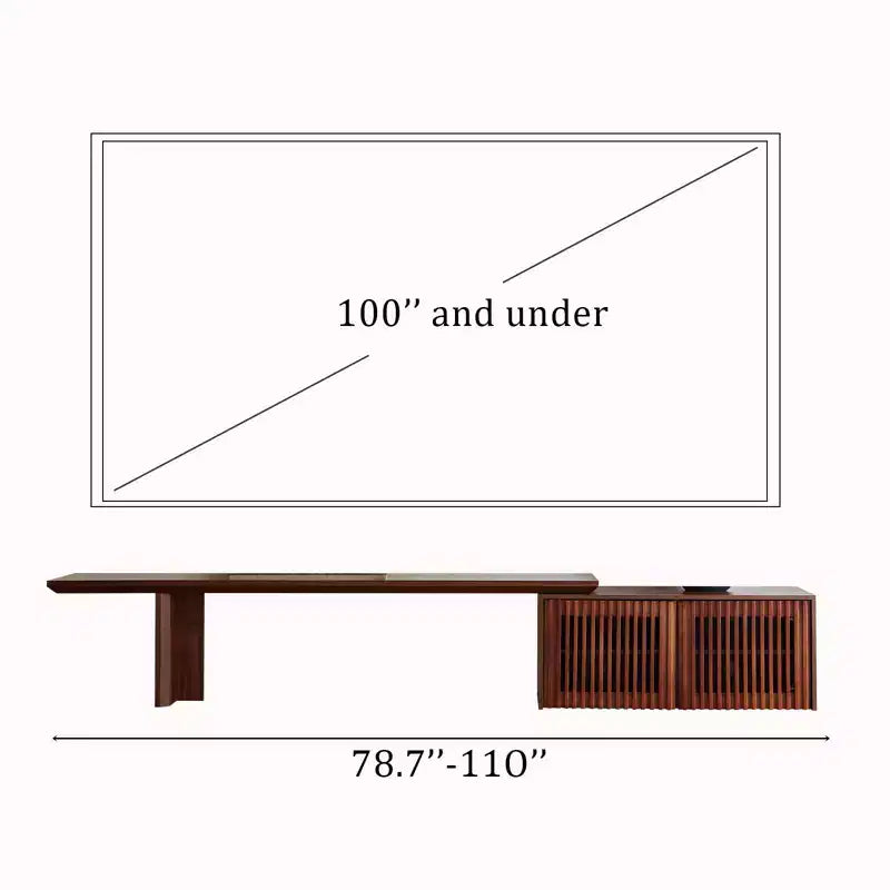 JVNOXK 78.7-110 Meuble TV extensible pour téléviseurs de 55 pouces et plus, meuble TV moderne, centre de divertissement avec rangement
