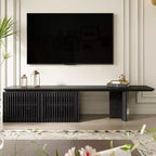 JVNOXK 78.7-110 Meuble TV extensible pour téléviseurs de 55 pouces et plus, meuble TV moderne, centre de divertissement avec rangement