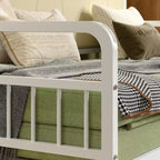 Lit de repos VECELO avec lit gigogne, cadre de lit avec tête de lit de rangement et station de charge, lit de repos-canapé avec support solide pour salon ou chambre à coucher