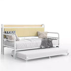 Lit de repos VECELO avec lit gigogne, cadre de lit avec tête de lit de rangement et station de charge, lit de repos-canapé avec support solide pour salon ou chambre à coucher