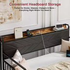 Lit de repos VECELO avec lit gigogne, cadre de lit avec tête de lit de rangement et station de charge, lit de repos-canapé avec support solide pour salon ou chambre à coucher