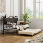 Lit de repos VECELO avec lit gigogne, cadre de lit avec tête de lit de rangement et station de charge, lit de repos-canapé avec support solide pour salon ou chambre à coucher