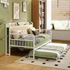 Lit de repos VECELO avec lit gigogne, cadre de lit avec tête de lit de rangement et station de charge, lit de repos-canapé avec support solide pour salon ou chambre à coucher