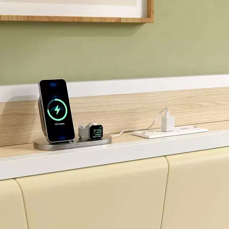Lit de repos VECELO avec lit gigogne, cadre de lit avec tête de lit de rangement et station de charge, lit de repos-canapé avec support solide pour salon ou chambre à coucher