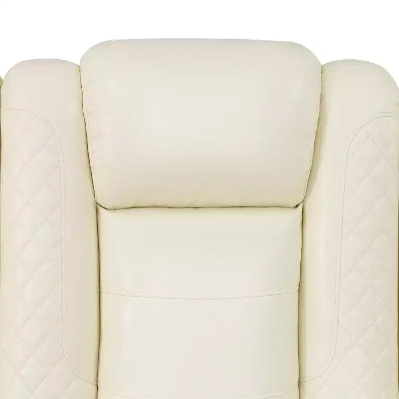 Canapé de relaxation électrique MAYEERTY, causeuse 2 places en cuir avec port USB, rangement et porte-gobelets pour salon, blanc