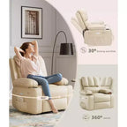 Fauteuil inclinable électrique surdimensionné Fauteuil de massage pivotant à 360° avec chauffage et porte-gobelet pour salon/chambre/crèche
