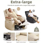 Fauteuil inclinable électrique surdimensionné Fauteuil de massage pivotant à 360° avec chauffage et porte-gobelet pour salon/chambre/crèche