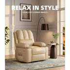 Fauteuil inclinable électrique surdimensionné Fauteuil de massage pivotant à 360° avec chauffage et porte-gobelet pour salon/chambre/crèche
