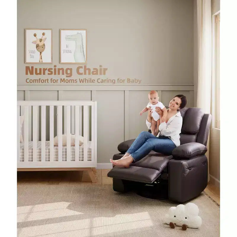 Fauteuil inclinable électrique surdimensionné Fauteuil de massage pivotant à 360° avec chauffage et porte-gobelet pour salon/chambre/crèche