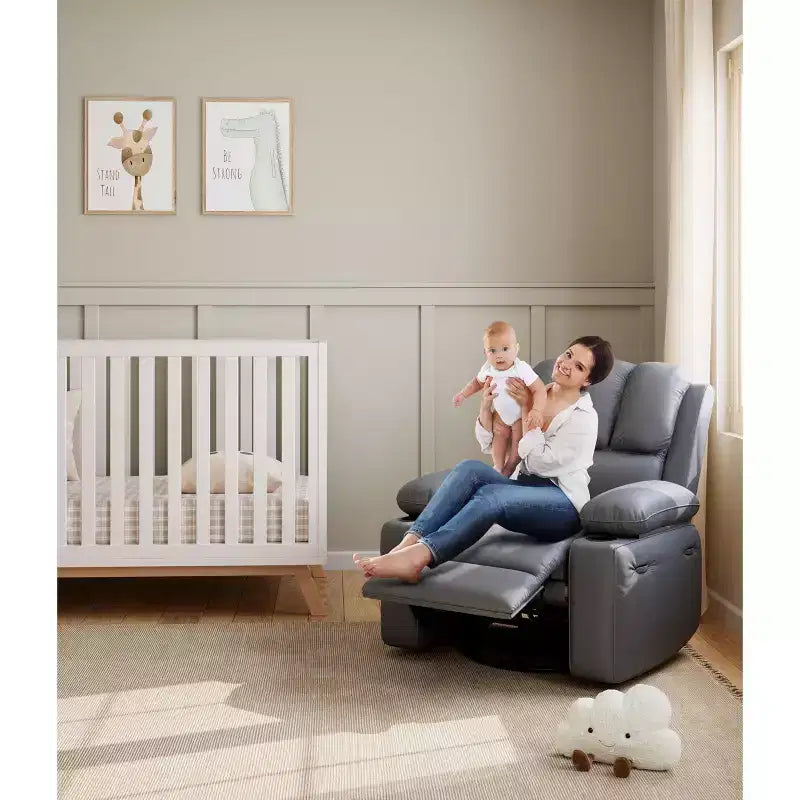 Fauteuil inclinable électrique surdimensionné Fauteuil de massage pivotant à 360° avec chauffage et porte-gobelet pour salon/chambre/crèche