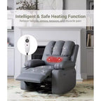 Fauteuil inclinable électrique surdimensionné Fauteuil de massage pivotant à 360° avec chauffage et porte-gobelet pour salon/chambre/crèche