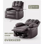 Fauteuil inclinable électrique surdimensionné Fauteuil de massage pivotant à 360° avec chauffage et porte-gobelet pour salon/chambre/crèche
