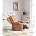 Fauteuil inclinable électrique surdimensionné Fauteuil de massage pivotant à 360° avec chauffage et porte-gobelet pour salon/chambre/crèche