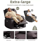 Fauteuil inclinable électrique surdimensionné Fauteuil de massage pivotant à 360° avec chauffage et porte-gobelet pour salon/chambre/crèche