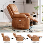 Fauteuil inclinable électrique surdimensionné Fauteuil de massage pivotant à 360° avec chauffage et porte-gobelet pour salon/chambre/crèche