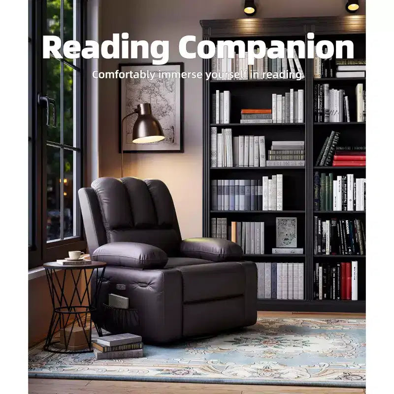 Fauteuil inclinable électrique surdimensionné Fauteuil de massage pivotant à 360° avec chauffage et porte-gobelet pour salon/chambre/crèche